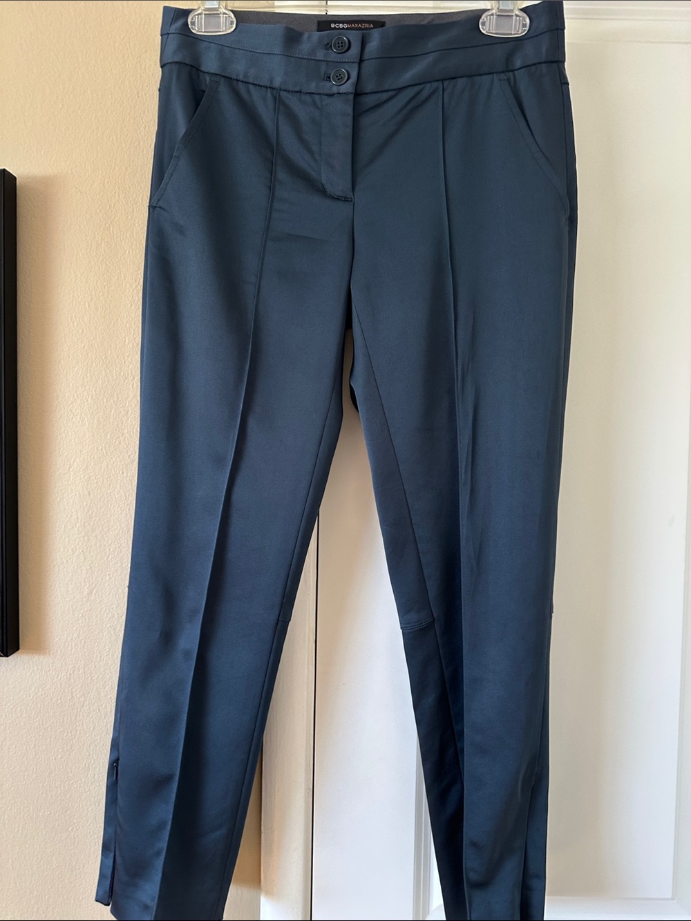 BCBGMaxAzria Navy Slim Tapered Dress Pants, capris